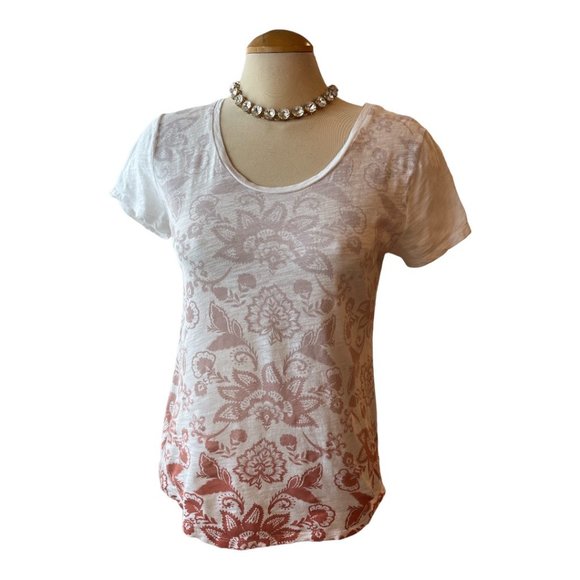 LOFT Tee Shirt Size Small Floral Paisley Pattern Graduated Colours Lovely - Picture 4 of 15